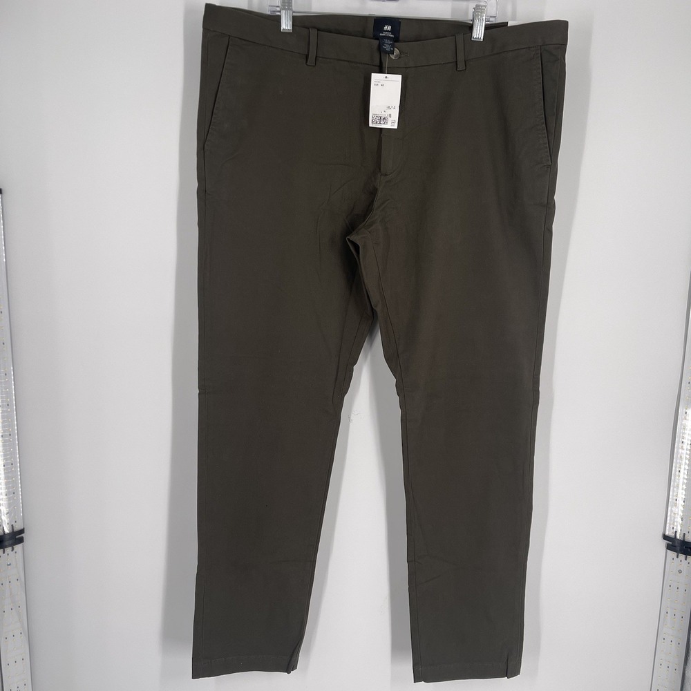 H&M Slim Fit Coupe Etroite Dark Gray Cotton Pants 42W-32L Brand New‎